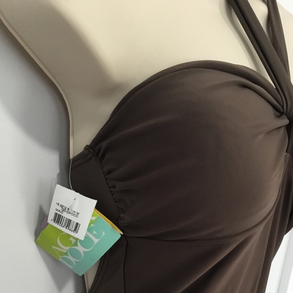 AGUA DOCE Chocolate Swimsuit Halter Medium Made in Brazil NEW - Picture 13 of 16